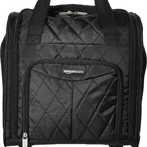Amazon Basics Underseat Carry-On Rolling Travel Luggage, 14 in, Black Quilted